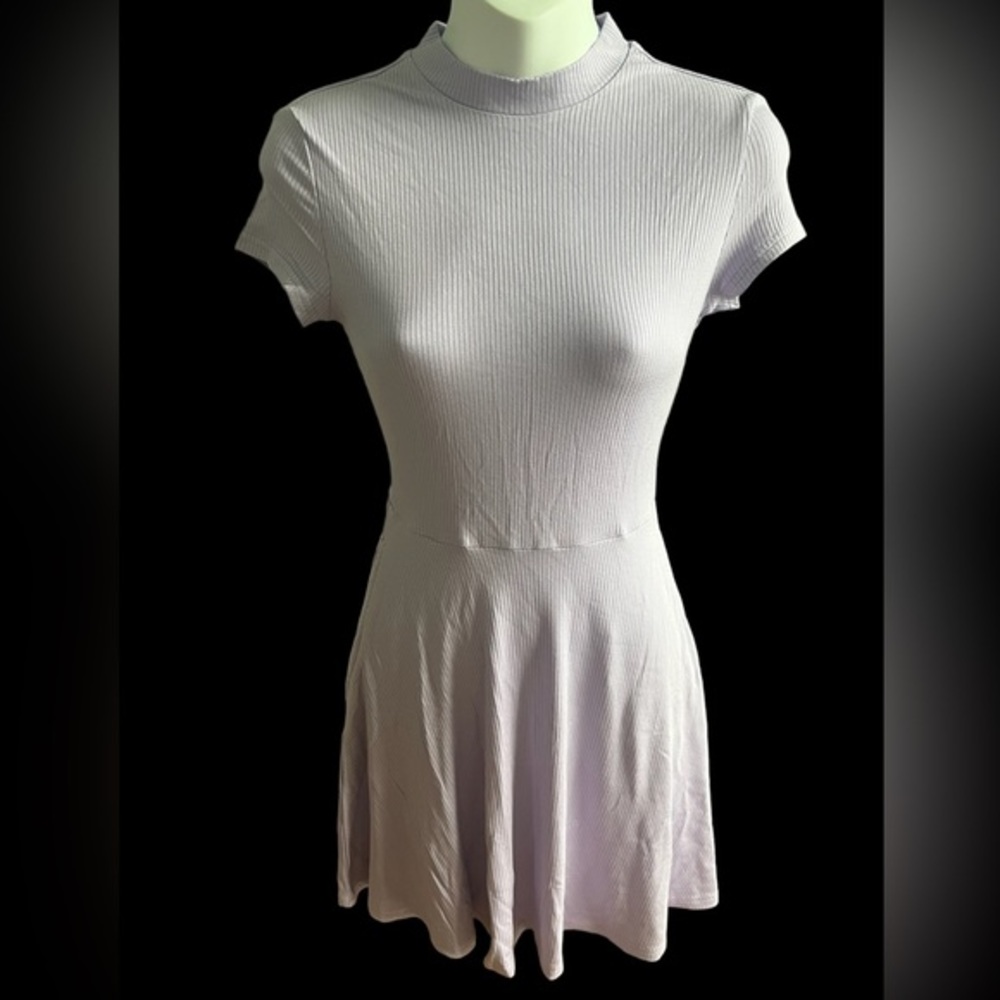 Halara NWT Size XS Light Lavender cotton Terry ribbed short sleeve mini dress‎